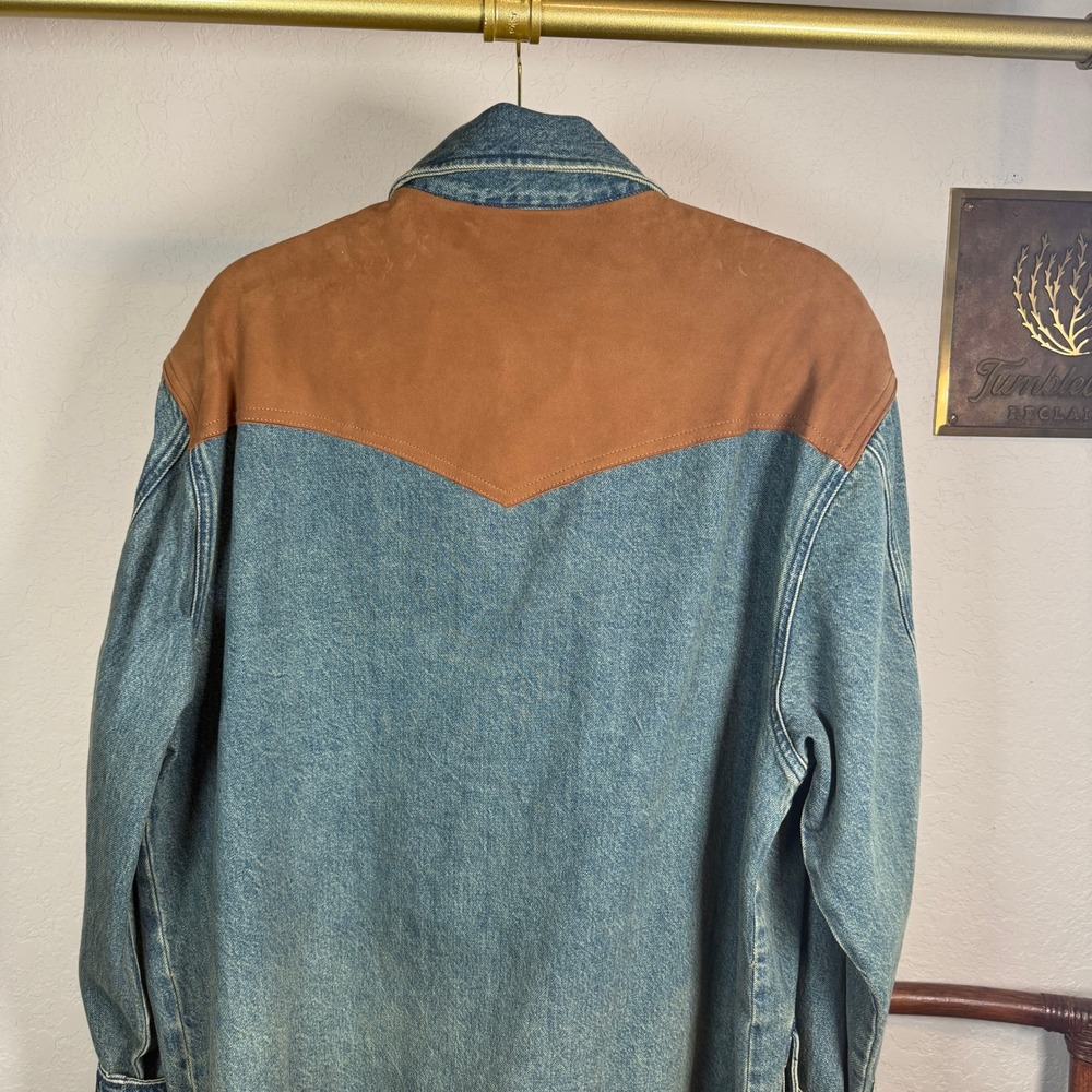 Faherty Ridge Back Denim Suede Jacket Creekside Indigo Wash WOH2510 L/XL New - Picture 9 of 10